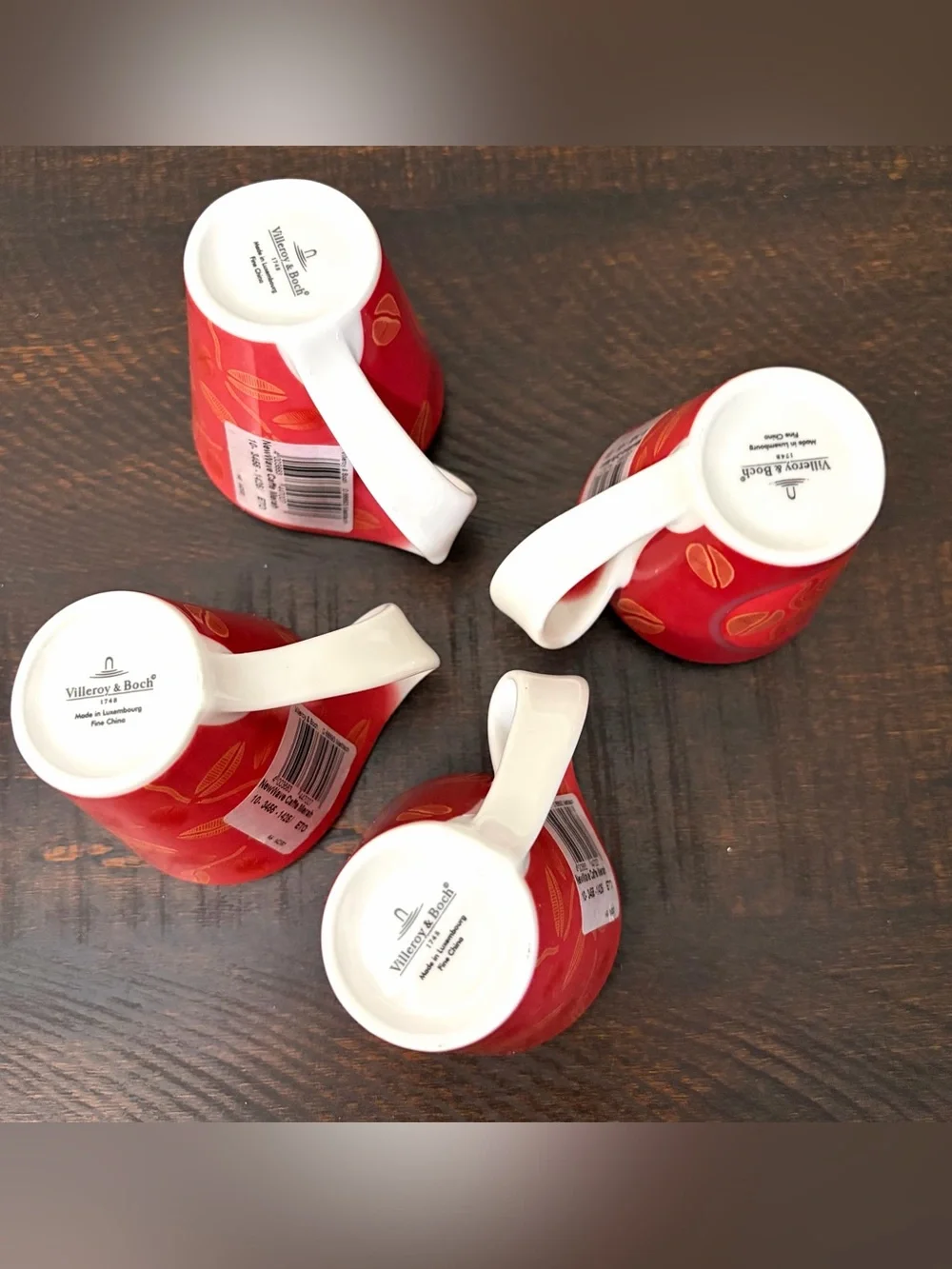 Villeroy & Boch New Wave Caffe Merah Espresso Set Service 4 Cups And Saucers